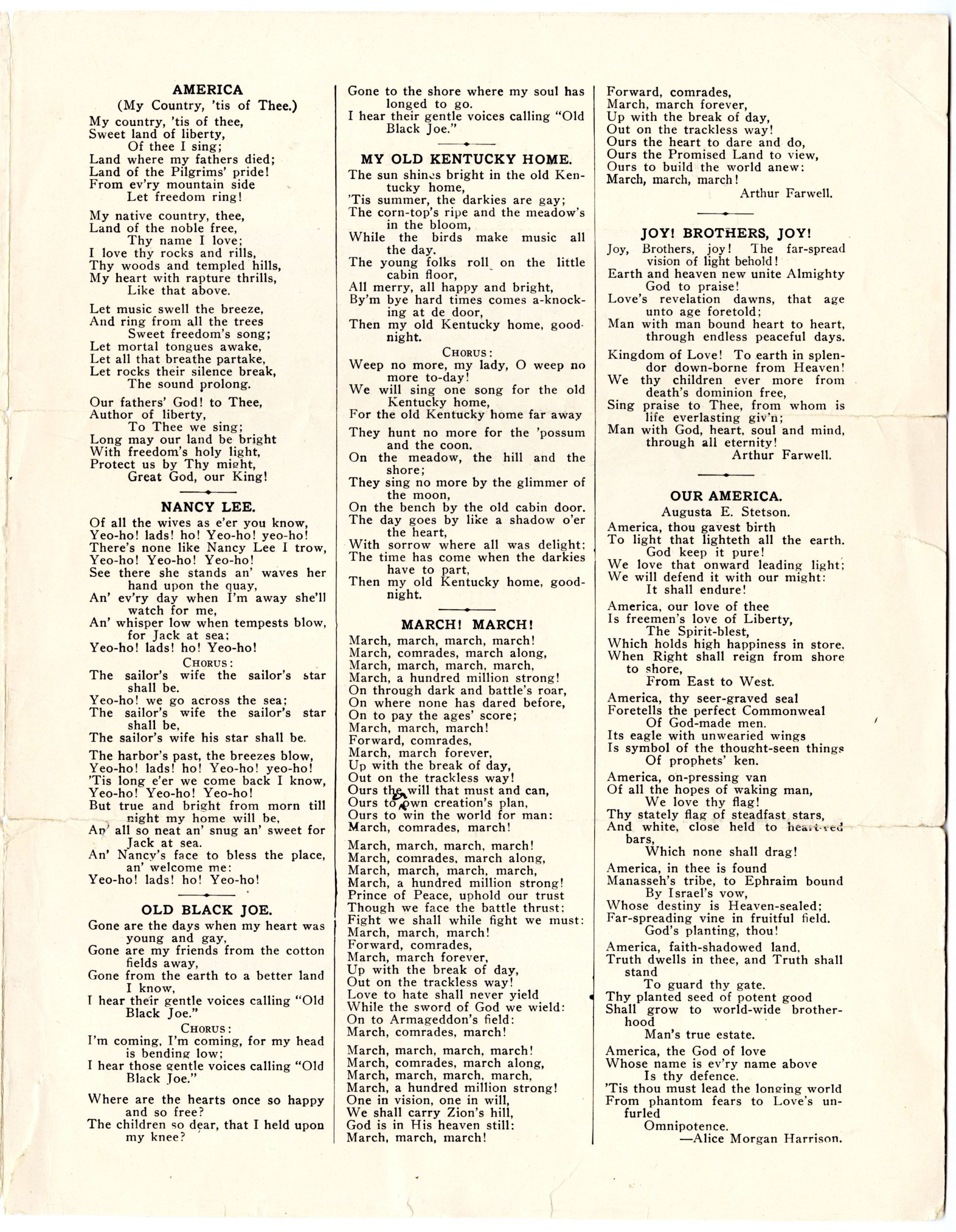 NYC Song and Light Festival program, program order.
